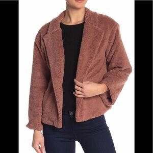 NWT 14th & Union faux  shearling open front jacket SZ S